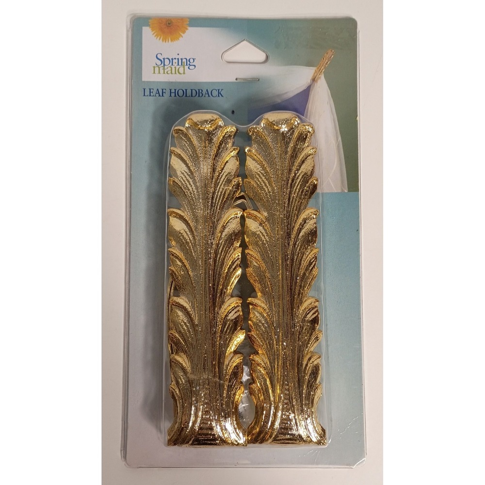 Vintage Springmaid Gold Leaf Holdback Brass Curtain Drapery Window Fashions NOS